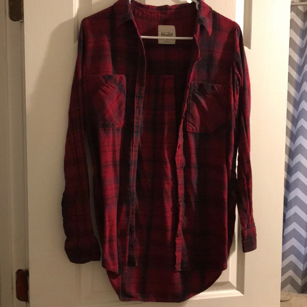 Mudd Red/Black Button-Up Flannel